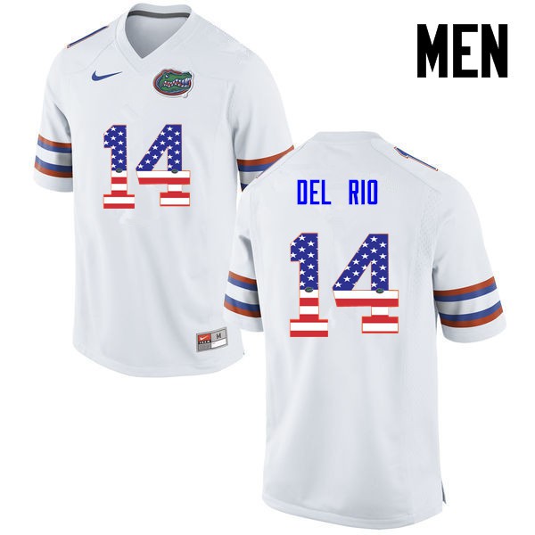 Florida Gators Men #14 Luke Del Rio College Football USA Flag Fashion White